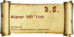 Wigner Bálint névjegykártya